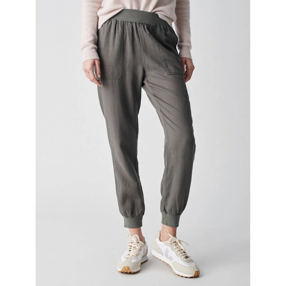 Faherty Arlie Day Jogger Women XS Gray Linen Tencel Elastic Waist Pants
